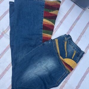 Blue Jeans with Multicolor Patchwork